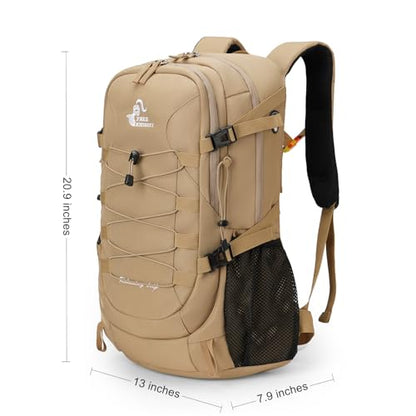 Bseash 40L Waterproof Hiking Camping Backpack with Rain Cover, Outdoor Sport Travel Bag Daypack for Climbing Skiing Cycling (Khaki) - color: Khaki