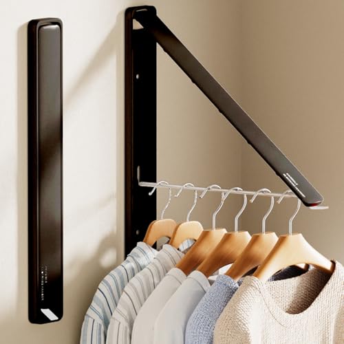 Clothes Drying Rack, Laundry Room Wall Mounted Retractable Clothes Hanger Drying Rack, Laundry Clothing Drying Rack Folding Indoor or Outdoor, Easy Installation Aluminium Dryer, 2pcs(Black) - color: Black 2 Pack
