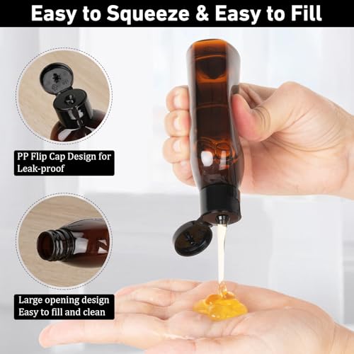 Travel Shampoo Bottles for Toiletries 10 Pack TSA Approved Travel Size Containers Leak Proof Plastic Small Cream Jars & Refillable Spray Bottle for Shampoo, Conditioner, Body Wash - color: C-Amber