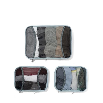Baggallini Compression Cube 3-piece set - Lightweight Compression Packing Cubes for Travel - color: Pool