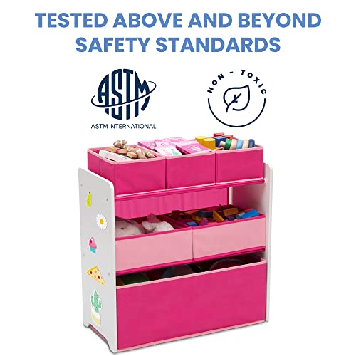 Delta Children Design and Store 6 Bin Toy Organizer, White/Pink - color: White/Pink
