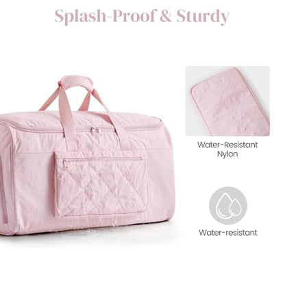 S-ZONE Garment Duffle Bags for Travel Carry on Convertible 2 in 1 Suit Bags Hanging Suitcase with Toiletry Bag 50L - color: Pink