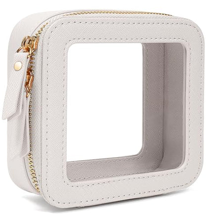 LETGO Clear Makeup Bag Travel Cosmetic Case Transparent Toiletry Bag with Zipper, Portable Make Up Organizer Traveling Compact Car Bag for Essentials Mini White - color: White, style: Mini