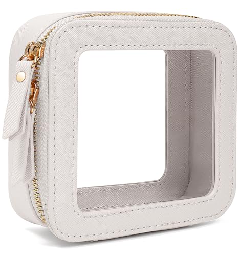 LETGO Clear Makeup Bag Travel Cosmetic Case Transparent Toiletry Bag with Zipper, Portable Make Up Organizer Traveling Compact Car Bag for Essentials Mini White - color: White, style: Mini