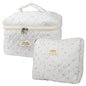 NATINSA Cute Makeup Bag for Women(2 Pcs), Travel Cosmetic Bags, Quilted Coquette Aesthetic Floral Toiletry Organizer Bag (Cherry) - color: Cherry