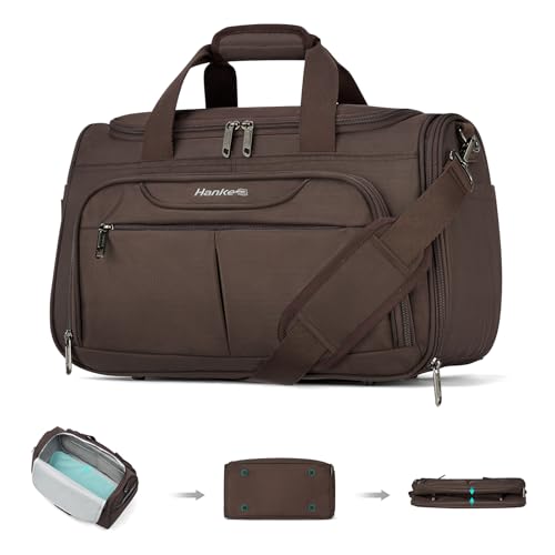 Hanke Underseat Carry On luggage Bags for Travel, Foldable Travel Bags for Women, Soft Lightweight Personal Item Travel Bag Small Carry On Bags for Airplanes, Travel Tote Bags for Women Men.（Coffee） - color: Coffee, size: Underseat Carry-On