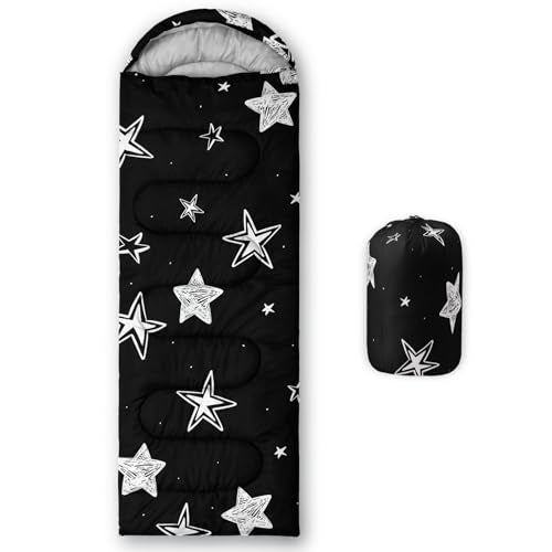 Kids Sleeping Bag for Boys Girls,Western Cowboy Print-Lightweight Warm Portable Outdoor Indoor-Waterproof Cold Weather Resistant Sleeping Bag for Camping Hiking - color: Stars