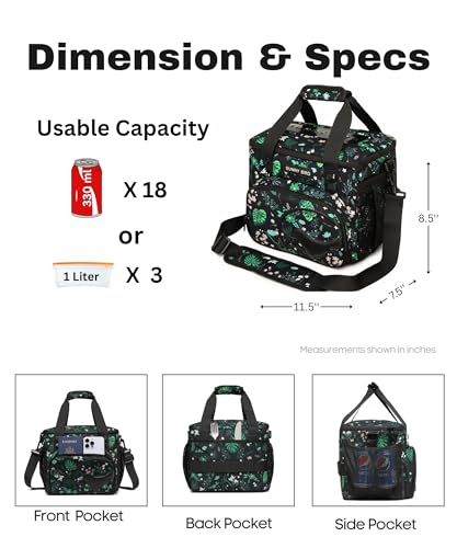 SUNNY BIRD 12L Large Insulated Lunch Bag, Leakproof and Foldable Lunch Cooler Box for Women Adult and Men, Fits 18 Cans (Floral & Foliage) - color: Floral & Foliage