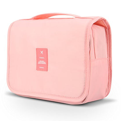 Mossio Hanging Toiletry Bag - Large Cosmetic Makeup Travel Organizer for Men & Women with Sturdy Hook - color: Light Pink