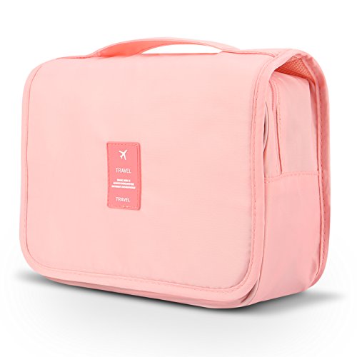 Mossio Hanging Toiletry Bag - Large Cosmetic Makeup Travel Organizer for Men & Women with Sturdy Hook - color: Light Pink