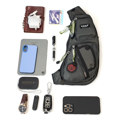 NICGID Sling Bag Chest Shoulder Backpack Crossbody Bags Casual Daypack for Men Women - color: Dark Green