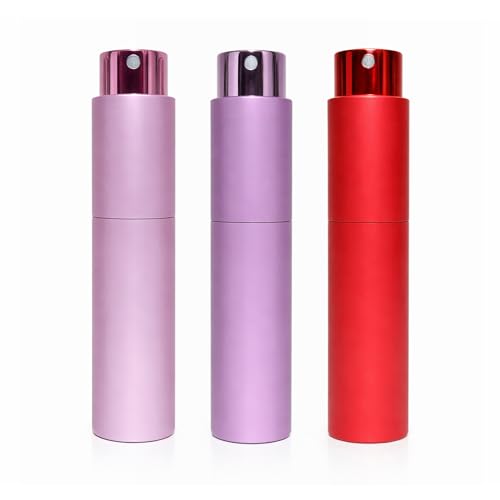 Travel Perfume Bottle Refillable 10ml 3-Pack Twist Up Cologne Atomizer - color: Pink,purple,red