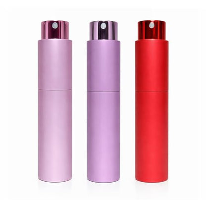 Travel Perfume Bottle Refillable 10ml 3-Pack Twist Up Cologne Atomizer - color: Pink,purple,red