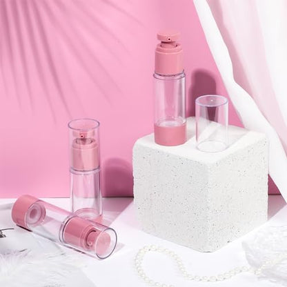 1oz 30ml Airless Pump Bottles, Refillable Leak Proof Travel Pump Bottle Toiletry Cosmetic Skincare Containers for Lotion Toner Gel Foundation (3 Pieces) - color: Pink