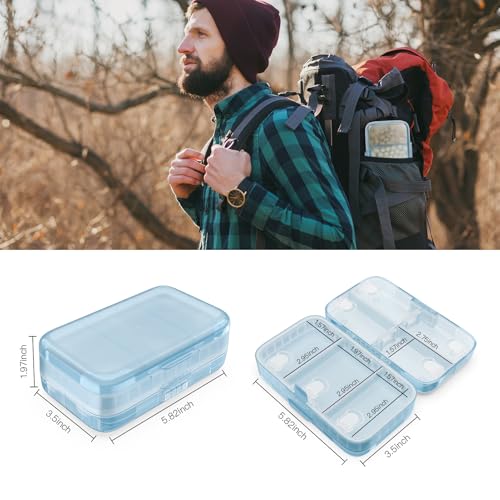 FYY Weekly Pill Organizer with Labels,8 Compartments Travel Daily Pill Case Airtight Moistureproof Large Pill Box to Hold Vitamins, Fish Oil, Supplements,Cotton Swab and Bandages-Blue - color: Blue