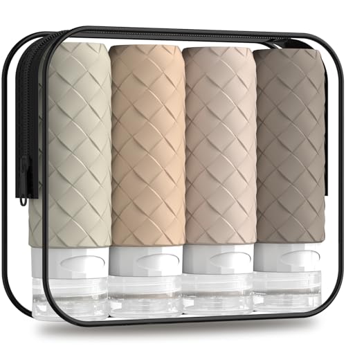Silevoler Travel Bottles for Toiletries, TSA Approved Silicone Travel Size Containers for Toiletries, BPA Free Leak Proof Refillable Essentials Accessories, Shampoo and Conditioner Bottles (Cream) - color: Cream