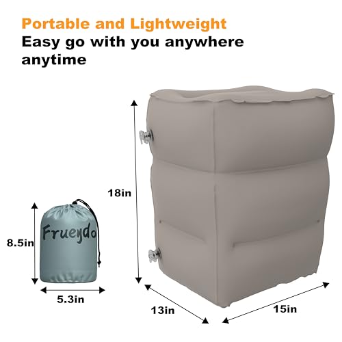 Inflatable Travel Pillow for Airplane, Adjustable Foot Rest Cushion for Under Sesk, Portable Foot Stool for Long Flights, Office and Home Use