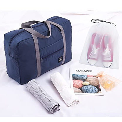 Travel Bag 12 Packes Carry on Luggage Foldable Duffel Bag Sports Gym Bag Weekender Overnight Bag Water Resistant Nylon Travel Duffel for Men Women (Blue 12PCS) - color: Blue 12