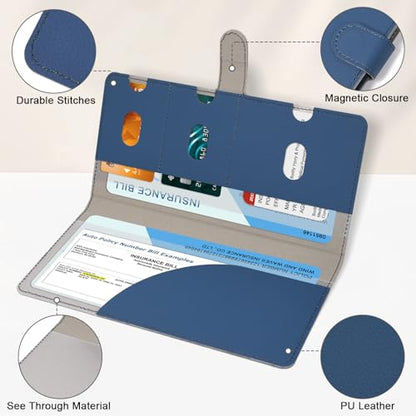 RSAquar Car Registration and Insurance Holder, Vehicle Glove Box Organizer Cool Car Accessories, Car Document Holder for Cards, Driver License & Essential Document, JD-Blue - color: JD-Blue