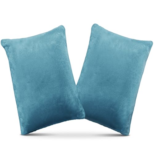 1 MIDDLE ONE 2 Pack Small Pillow, Memory Foam Mini Pillow 11 X 7 Inches for Travel, Sleeping, Nap and Neck, Knee, Lumbar Support, Tiny Cushion for Pet, Dogs (Lake Blue) - color: Lake Blue, size: 11x7 inch