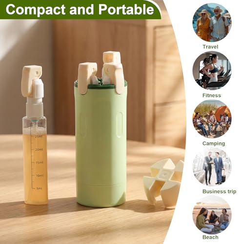 Domensi 4 in 1 Travel Dispenser with 4 Pack 30ml Travel Bottles and Label Refillable & Leak Proof Portable Toiletry Containers with Locks for Shampoo Lotion Conditioner Cream(Green) - color: Green