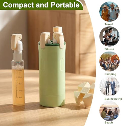 Domensi 4 in 1 Travel Dispenser with 4 Pack 30ml Travel Bottles and Label Refillable & Leak Proof Portable Toiletry Containers with Locks for Shampoo Lotion Conditioner Cream(Green) - color: Green