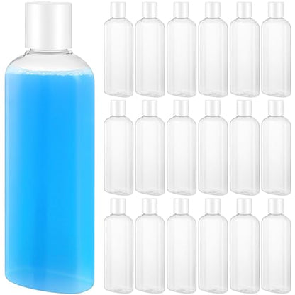 Domensi 24 Pcs Plastic Bottle Squeeze Containers with Disc Cap Travel Bottles Reusable Empty Toiletries Shampoo Containers Refillable Travel bottles for Shampoo Lotions (6.8oz,White) - color: White, size: 6.8oz
