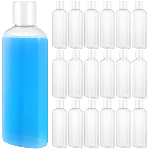 Domensi 24 Pcs Plastic Bottle Squeeze Containers with Disc Cap Travel Bottles Reusable Empty Toiletries Shampoo Containers Refillable Travel bottles for Shampoo Lotions (6.8oz,White) - color: White, size: 6.8oz