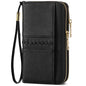 BOSTANTEN Wallets for Women Leather RFID Double Zipper Around Credit Card Holder Large Capacity Wristlet Clutch Wallet - color: Black