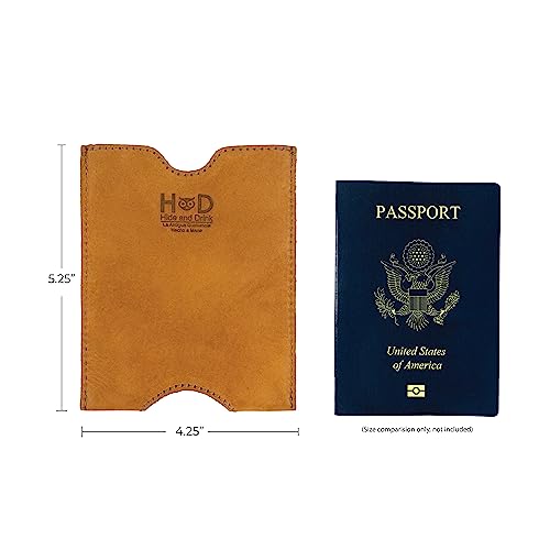 Hide & Drink, Travel Passport Pocket Sleeve Handmade from Full Grain Leather - Old Tobacco - color: Old Tobacco
