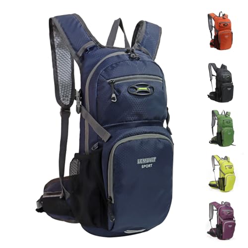 Hiking Daypack Waterproof Biking Backpack 15L Lightweight Durable Backpack for Ski Snowboarding Running MTB Cycling - color: Navy