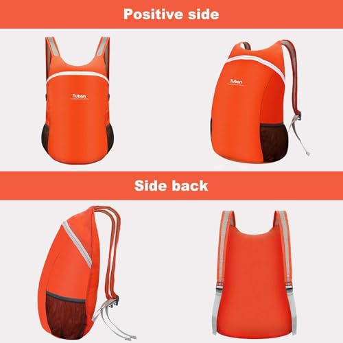 Ultra Lightweight Packable Water Resistant Backpack for Travel Camping Outdoor Hiking Daypack - color: Orange