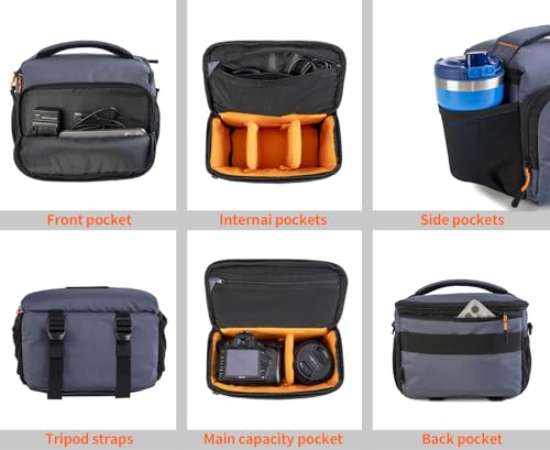 Vogano Camera Bag, Protective Covers Photography Shoulder Bag Compatible for Nikon, Canon, Sony DSL/SLR/Mirrorless Equipment Travel Waterproof - color: 1.0 Grey