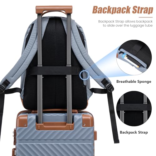 Cosbarn Carry On Luggage 22x14x9 Airline Approved, Hardside 20 Inch Carry on Suitcases with Wheels, Hard Shell ABS Lightweight Carry on Luggage Set, Travel Suitcase Set with TSA Lock, SkyBlue - color: SkyBlue, size: 3 Piece Sets (20/BP/TB)