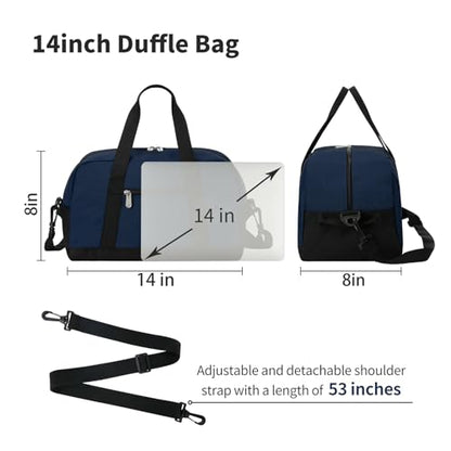 Apenze Small Gym Bag 14 inch lightweight Carry On Mini Duffel Bag for Travel Sport - Navy Blue - color: Navy Blue