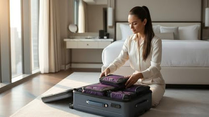 GOX Ultra Light 5 piece Packing Cubes Travel Luggage Organizer 1 Large 2 Medium 2 Small - color: Purple