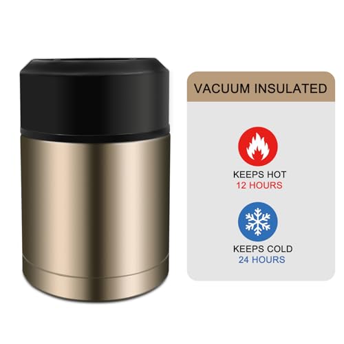 28oz Soup Thermos, Stainless Steel Thermos for Hot Food, Wide Mouth Food Thermos Jar, Insulated Lunch Container Leak Proof Vacuum Thermal Flask(gold) - color: gold-28oz