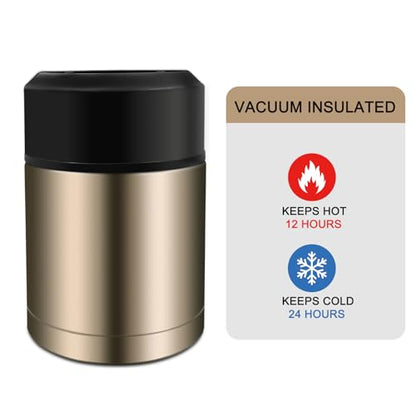 28oz Soup Thermos, Stainless Steel Thermos for Hot Food, Wide Mouth Food Thermos Jar, Insulated Lunch Container Leak Proof Vacuum Thermal Flask(gold) - color: gold-28oz