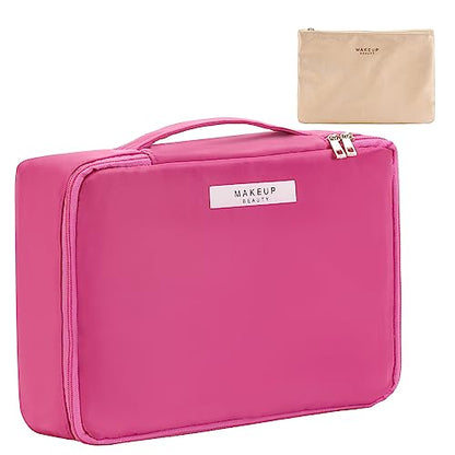 Queboom Travel Makeup Bag Cosmetic Bag Makeup Bag Toiletry bag for women and men (Rosy) - color: Rosy
