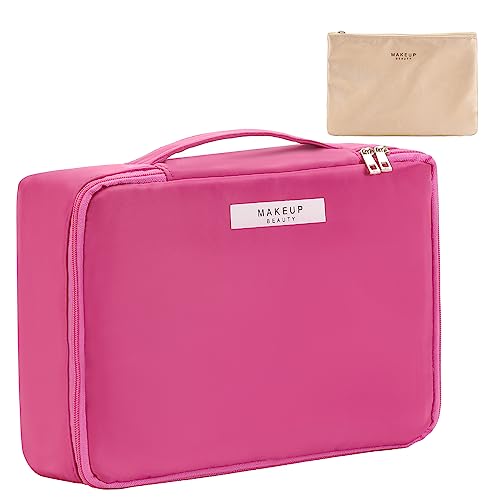 Queboom Travel Makeup Bag Cosmetic Bag Makeup Bag Toiletry bag for women and men (Rosy) - color: Rosy