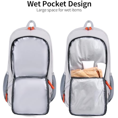 FENGDONG 35L Lightweight Foldable Waterproof Packable Travel Small Hiking Backpack Daypack for men women - color: Gray Orange