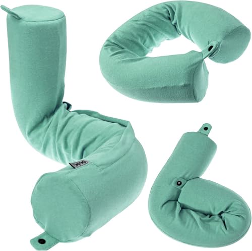 Dot&Dot Twist Memory Foam Travel Pillow for Airplanes - Travel Neck Pillow for Sleeping - Airplane Pillow for Neck Support - Adjustable, Bendable Neck Roll Pillow (Mint, One Size) - color: Green, size: Standard (26")