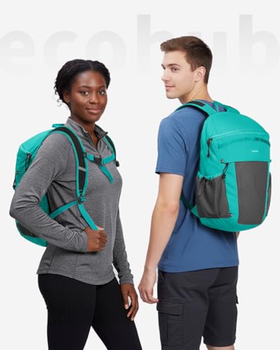 ECOHUB 15L Lightweight Casual Daypack, Packable Backpack for Daily Use, Hiking & Travel, Foldable Small Backpack with Stretch Mesh Pockets, Water-Resistant Nylon, Reflective Design - color: Pacific Teal