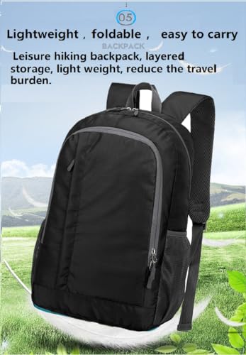 Ultra Lightweight-Packable-Hiking-Backpack Small Foldable Travel Camping Daypack Casual Outdoor Water-resistant 25L Backpacks (Black) - color: Black