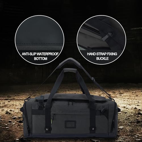 Large Duffle Bag for Travel - Men & Women, Foldable Gym Duffle Backpack, Heavy Duty Tactical Military Canvas Duffel Bags, Extra Big Carry On with Shoe Pockets, Waterproof (80L/103L) - color: Black, size: L(103L)