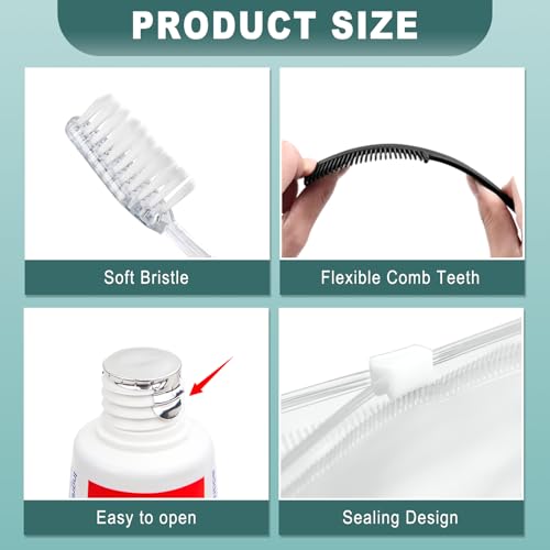 50 Sets Personal Hygiene Kit Bulk, Disposable Toothbrushes with Toothpaste Floss Comb Soap Cover and Vanity Kit, Toiletry Kits Homeless Supplies Bulk for Women,Men,Travel,Homeless