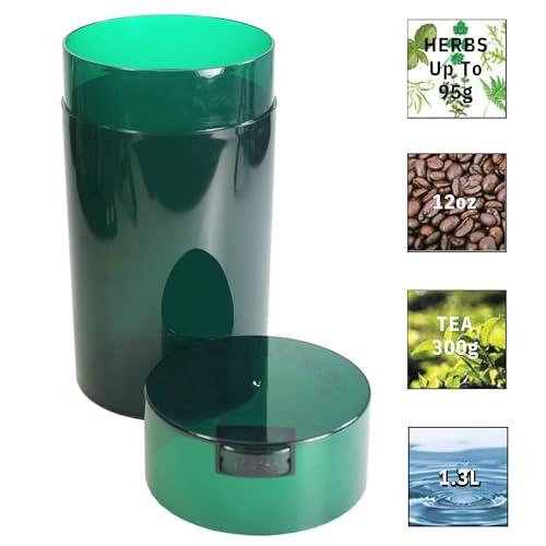 Tightvac - 3oz to 12 Ounce - Patented Airtight Container | Multi-use Vacuum Container Works as Smell Proof Containers for Herbs and Dry Goods. Green Tint - color: Green Tint