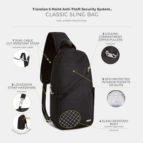 Travelon Anti-Theft Classic Sling Bag - color: Black
