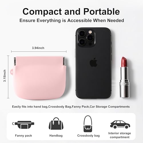 Squeeze Coin Purse for Women – Silicone Small Coin Pouch with Kiss Lock for Coins, Keys, Lipstick, and Earphones – Mini Cute Change Purse, Coin Purse & Pouch for Daily Life, Cars, Travel, Party - color: Squeeze / Pink