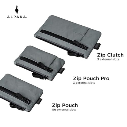 ALPAKA Zip Pouch Slate Grey X-Pac X21 - RFID-Blocking Small Cash and Card Zip Wallet with Carbon Neutral, Weatherproof Fabrics, EDC Pouch for Men Travel - color: Slate Grey-1